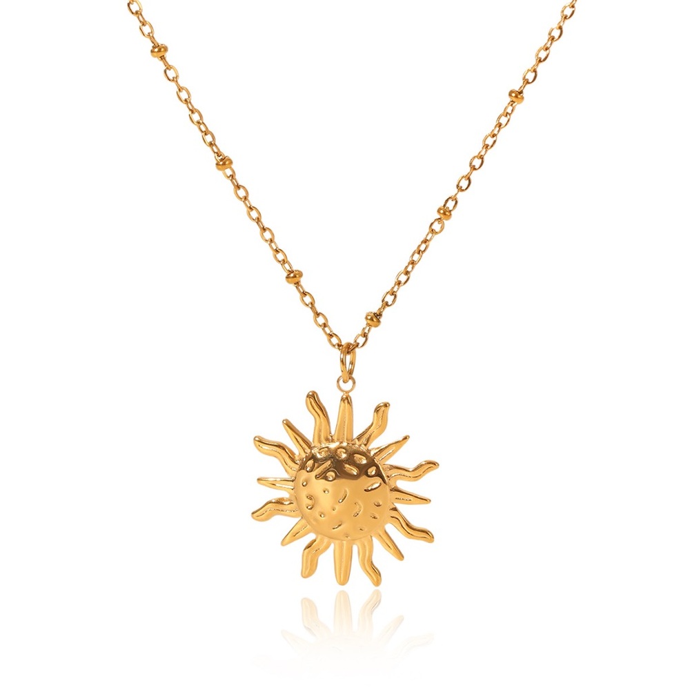 Gold Sun Pendant Necklace 18K Gold-Plated